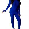 Smooth Blue High Neck Sports Suit With Thumbhole Outdoor