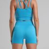 Sophisticated Blue Seamless Cropped Athletic Suit Cut Out All Over Smooth