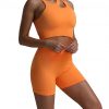 Sophisticated Orange Seamless Cropped Athletic Suit Cut Out All Over Smooth