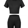 Sunset Black Solid Color Round Collar Sweat Suit For Girls