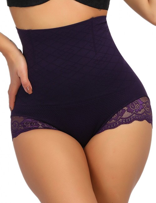 Superfit Purple Floral Lace Butt Enhancer Panty Anti-Curling Ultra Hot