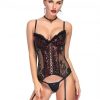 Unbranded Rhinestone Lace Splice Bustier Thong Slimming Figure