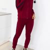 Unique Red Long Sleeves Sports Set With Pockets Feminine
