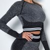 Workout Black Hollow Out Raglan Sleeve Running Top Soft-Touch