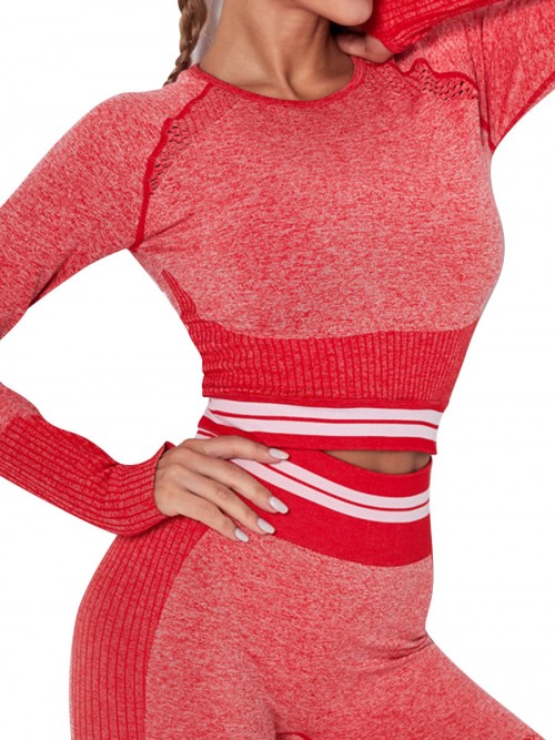 Workout Red Hollow Out Raglan Sleeve Running Top Soft-Touch