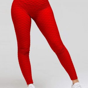 Sweat Yoga Legging Butt Enhance Nice Quality Lightweight Plain Ankle Length Red